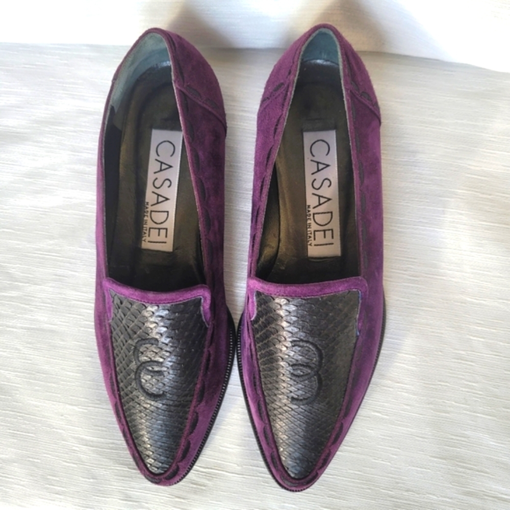 CASADEI Italian high quality luxury  monogram shoe 36 loafer slip on flat - Picture 4 of 17